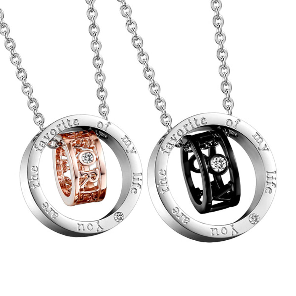 Gullei.com Personalized 2 Hearts Relationship Necklaces Jewelry Set