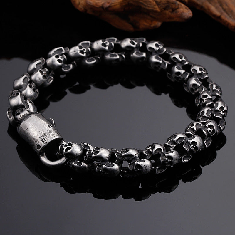 Custom Engraved Skull Retro Bracelet for Men