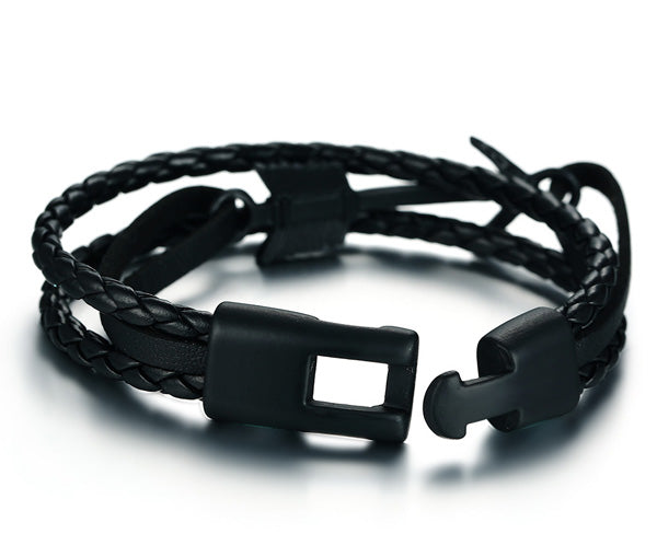 Personalized Guys Wrap Bracelet Black