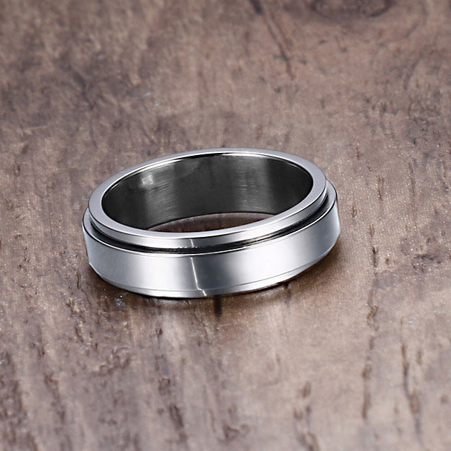 Engraved Mens Fidget Spinner Ring Titanium 6mm