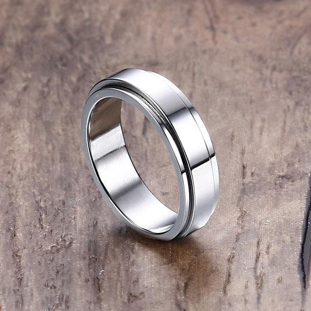 Engraved Mens Fidget Spinner Ring Titanium 6mm