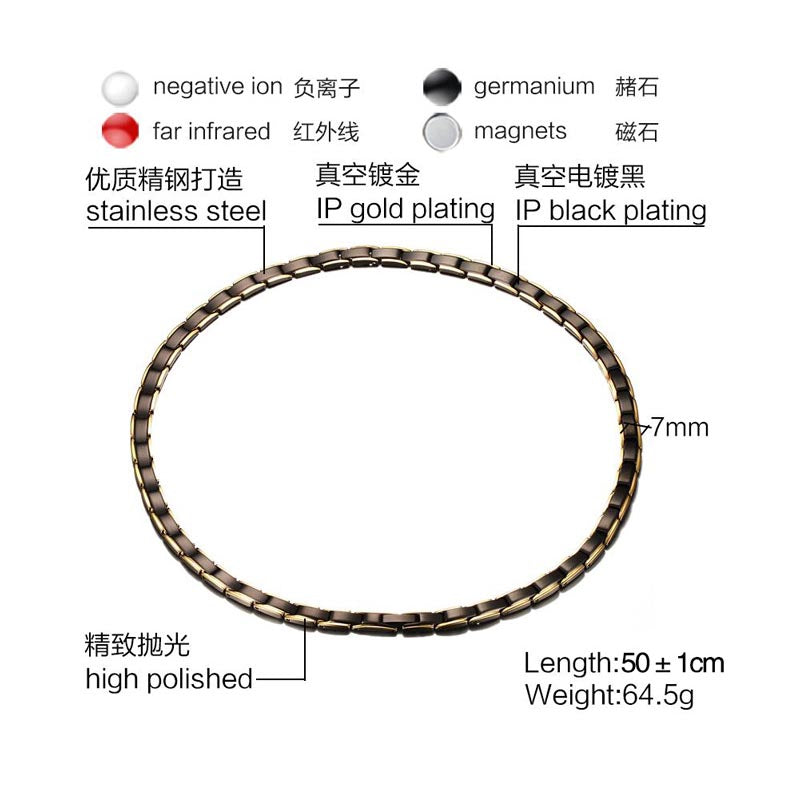 Mens Chain Necklace with Health Magnets