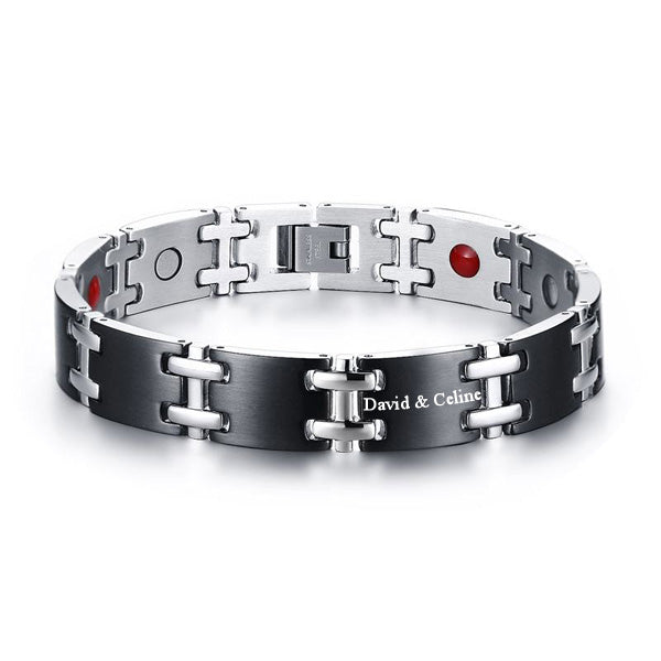 Mens Custom Magnetic Bracelet Stainless Steel