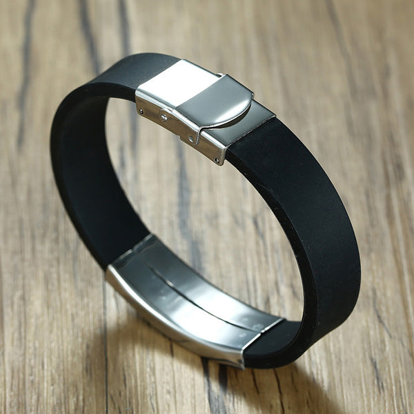 Engraved Mens Promise Bracelet Silicone Black