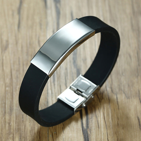 Engraved Mens Promise Bracelet Silicone Black