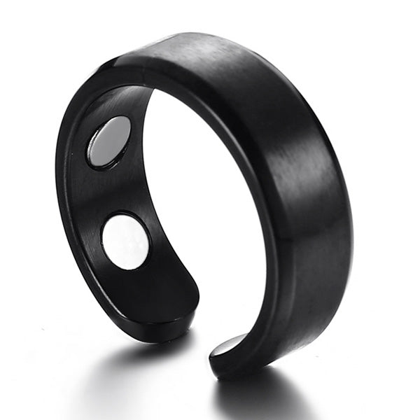 Personalized Black Mens Wedding Ring 7mm Titanium and Magnets