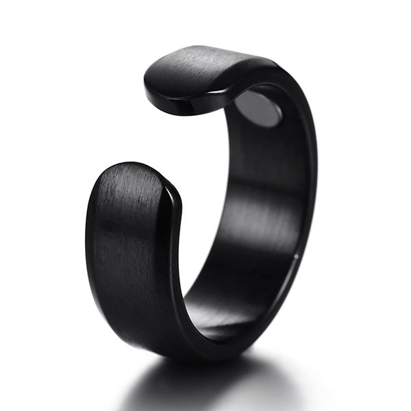 Personalized Black Mens Wedding Ring 7mm Titanium and Magnets