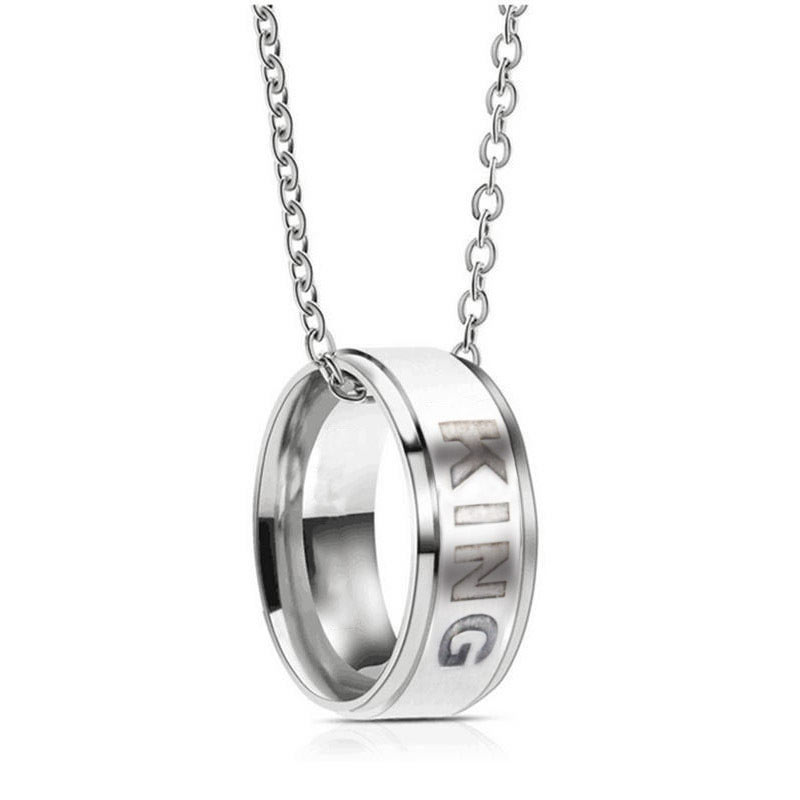 Personalized King Queen Couple Necklaces Gift