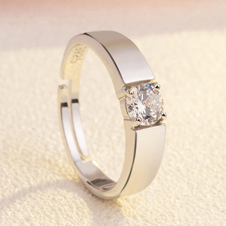 Couples Engagement Rings Sterling Silver Adjustable Size