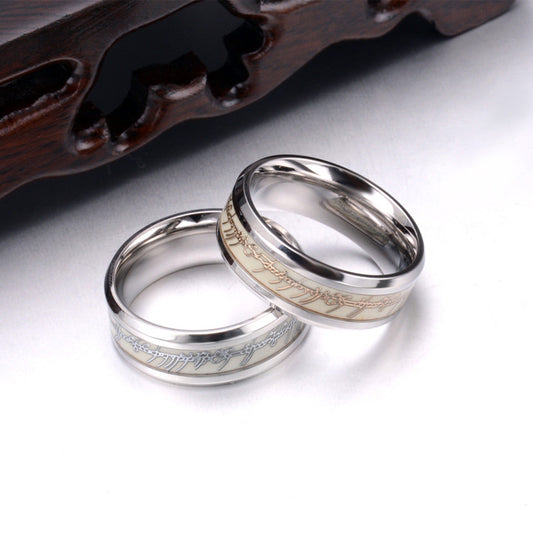 Night Glowing Mens Ring with Engraving