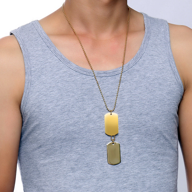 Double Nameplate Tag Mens Necklace