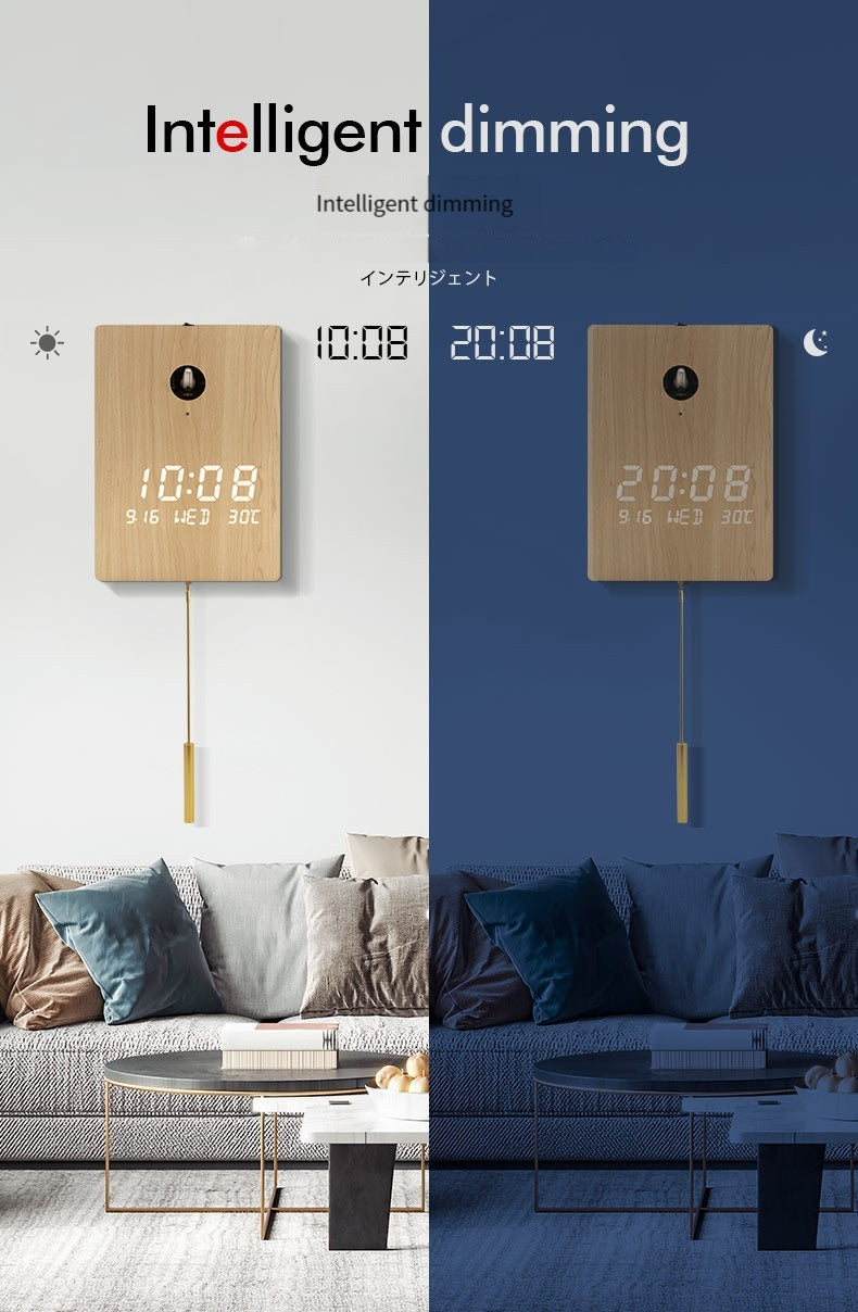 Digital Led Modern Pendulum Wooden Clock