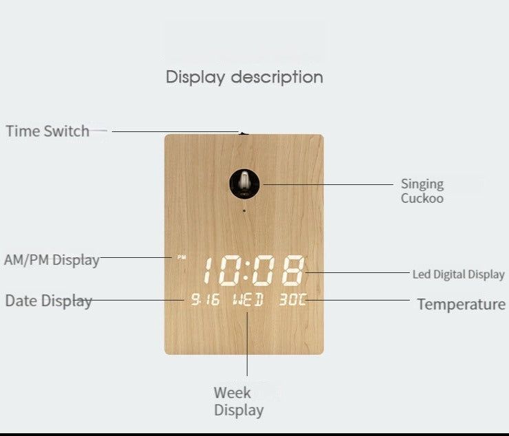 Digital Led Modern Pendulum Wooden Clock