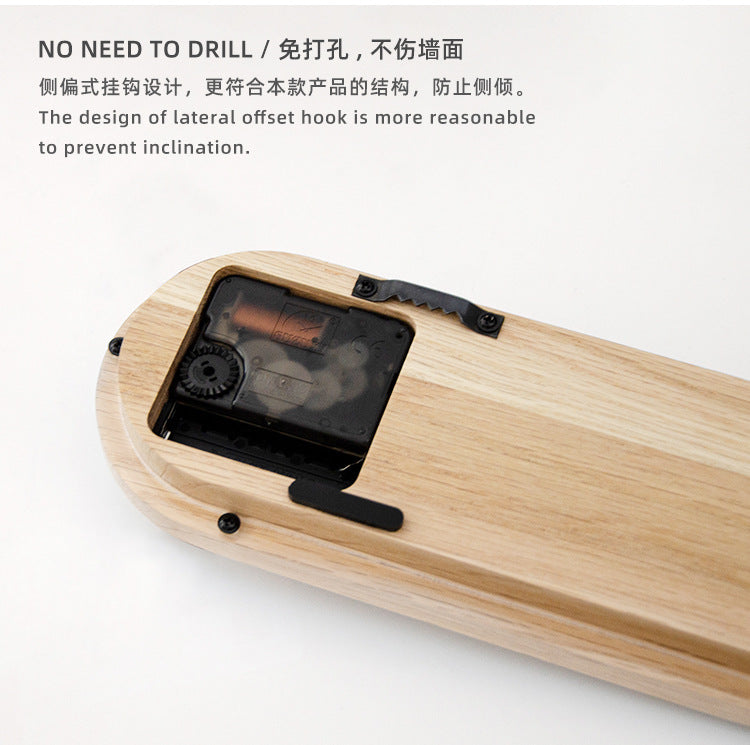 Nordic Solid Wood Silent Wall Clock (35cm)