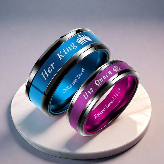 Her King His Queen Wedding Rings for Couple