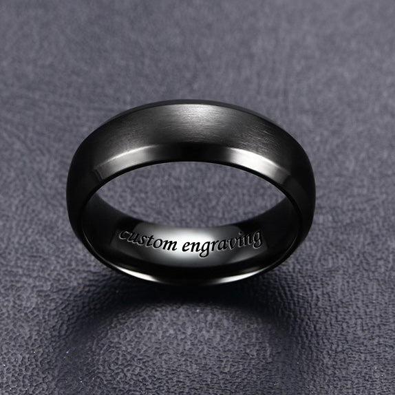 Simple Mens Wedding Ring with Custom Names 6mm