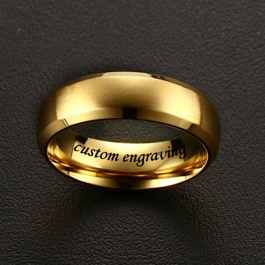 Simple Mens Wedding Ring with Custom Names 6mm