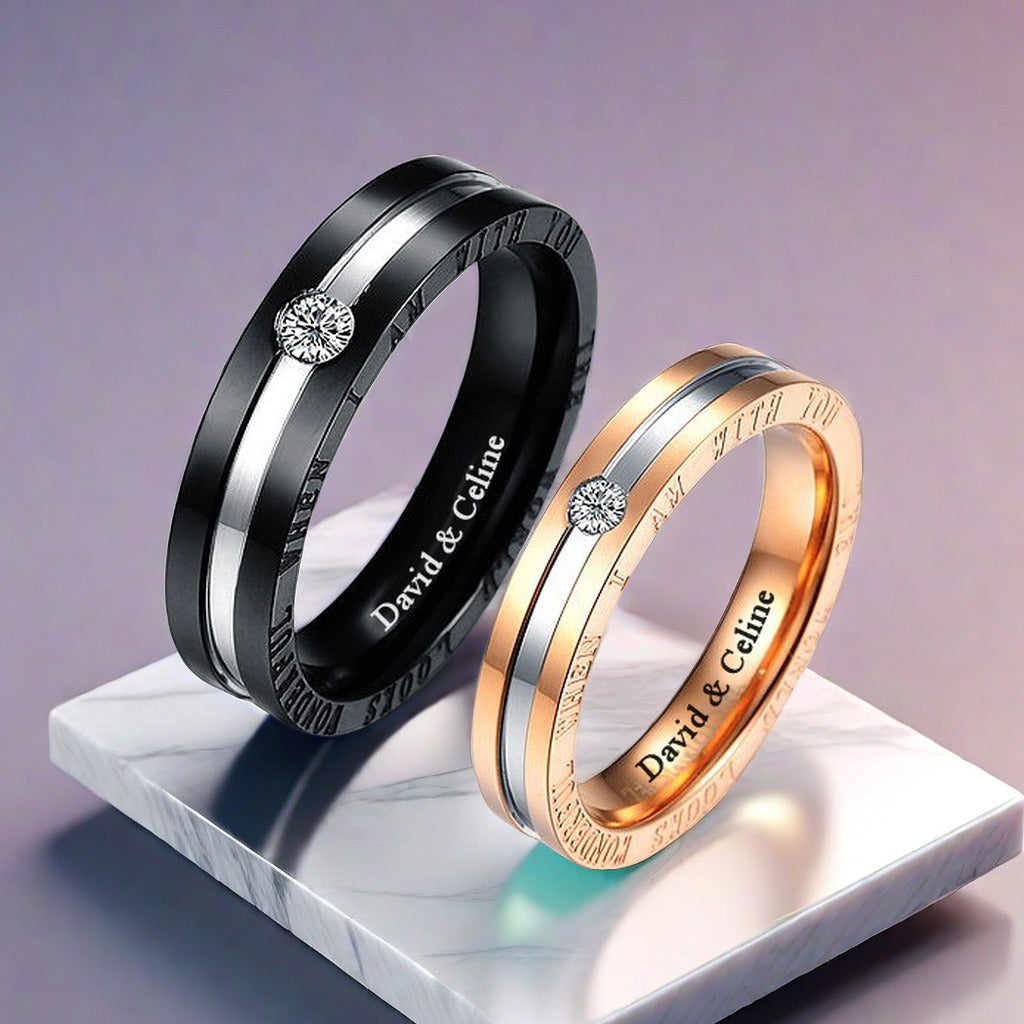 Personalized Matching Promise Rings - Couple Commitment Bands