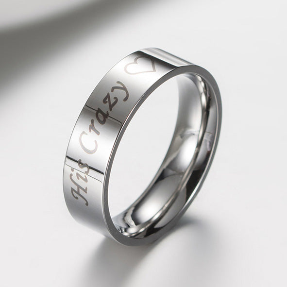 Custom His Crazy Her Weirdo Promise Rings Set for Couple