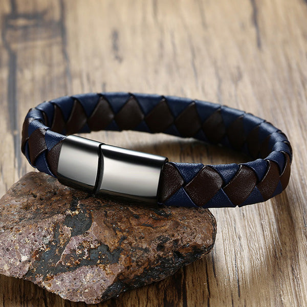 Personalized Braided Leather Wrap Bracelet for Men