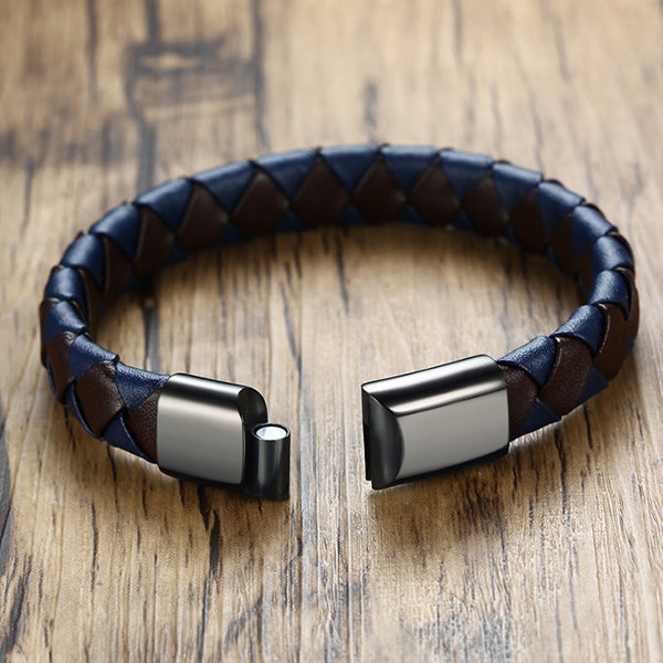 Personalized Braided Leather Wrap Bracelet for Men