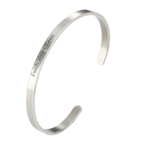 Customized Faith Hope Love Cuff Bracelet for Her