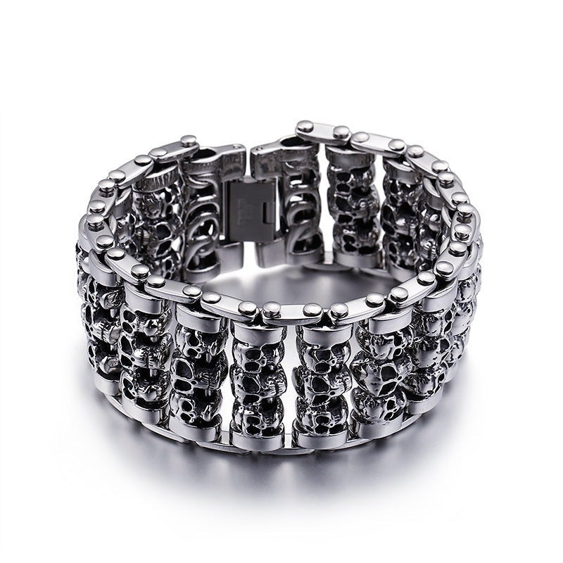Custom Name Initials Skulls Bracelet for Men
