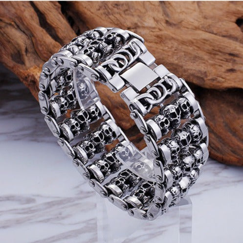 Custom Name Initials Skulls Bracelet for Men