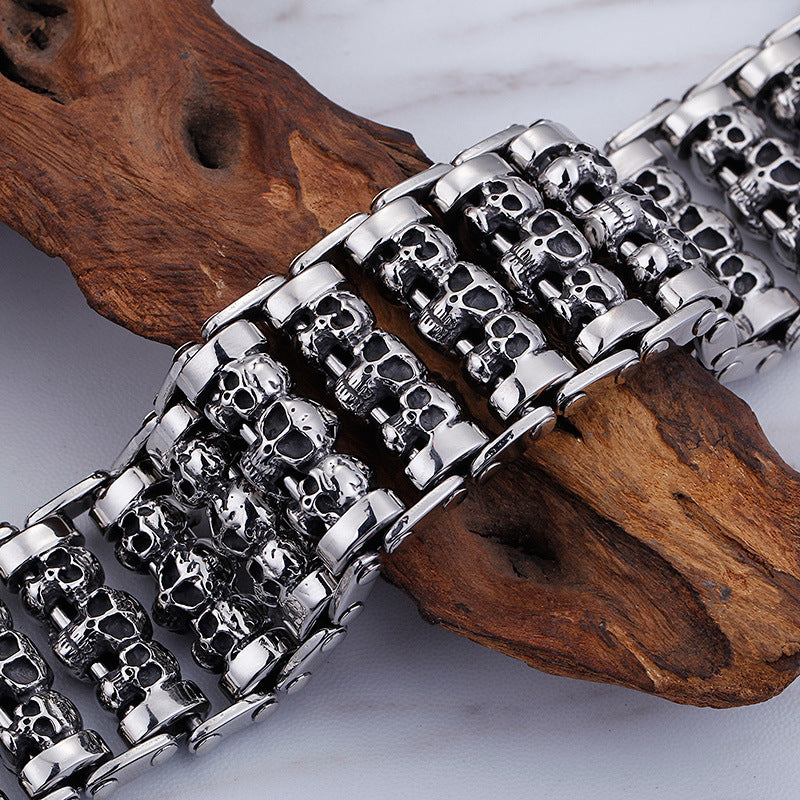 Custom Name Initials Skulls Bracelet for Men