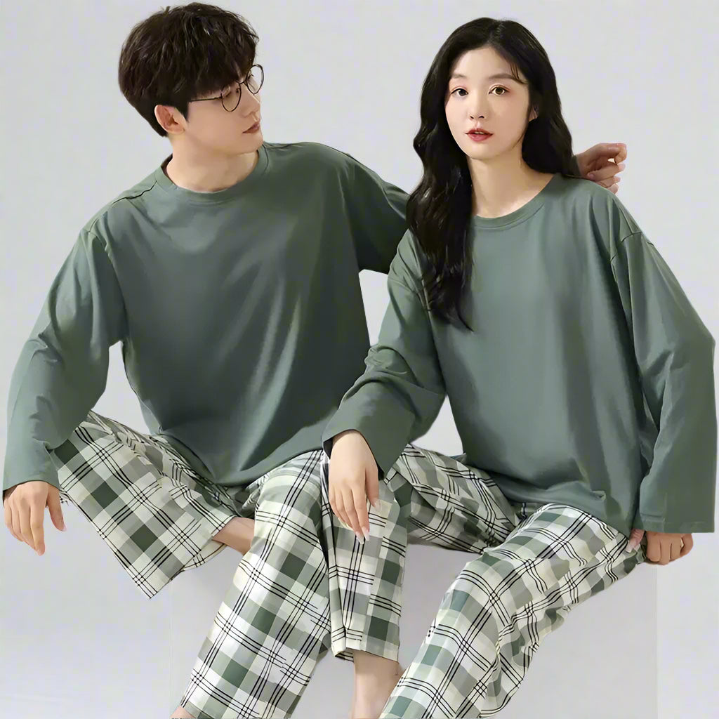 Matching His and Hers Sleepwear PJs Set 100% Cotton