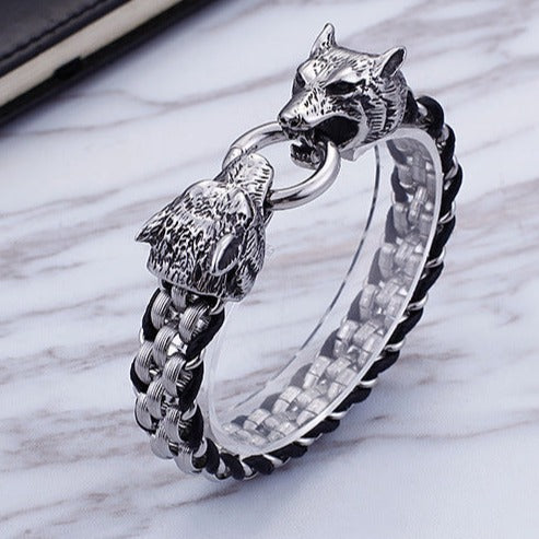 Punk Style Wolf Steel Bracelet for Men