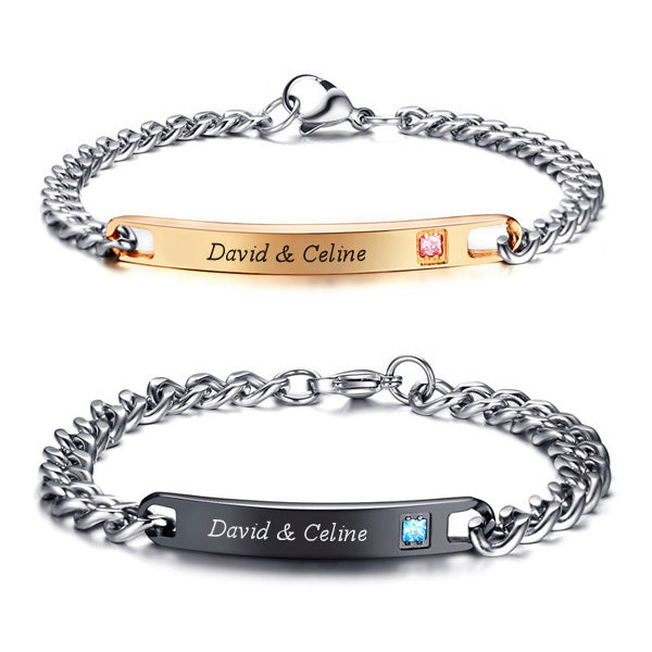 Personalized His & Hers Bracelets - Engraved Couple Jewelry