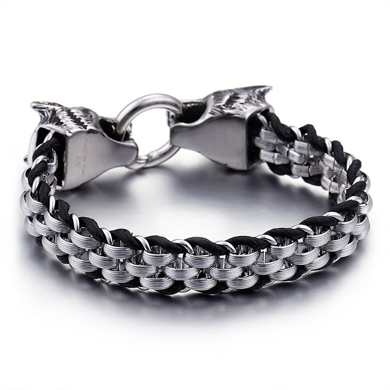 Punk Style Wolf Steel Bracelet for Men