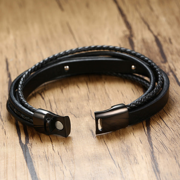 Engraved Promise Leather Bracelet for Him
