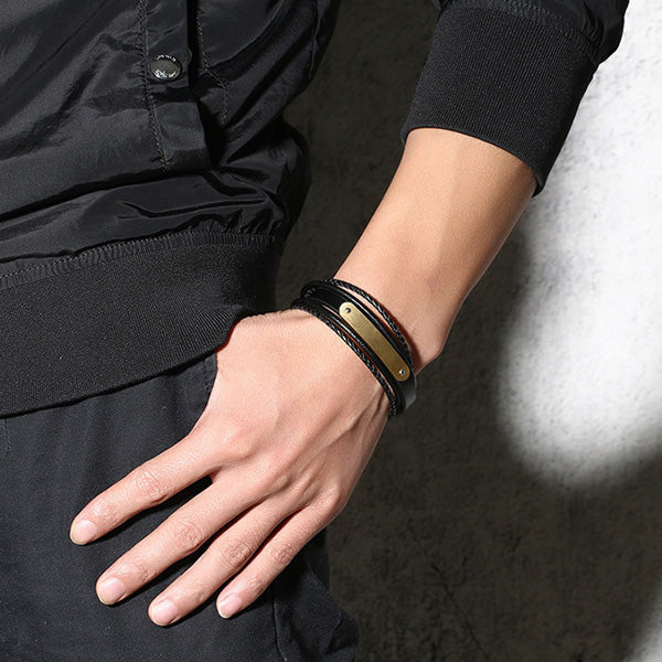 Engraved Promise Leather Bracelet for Him