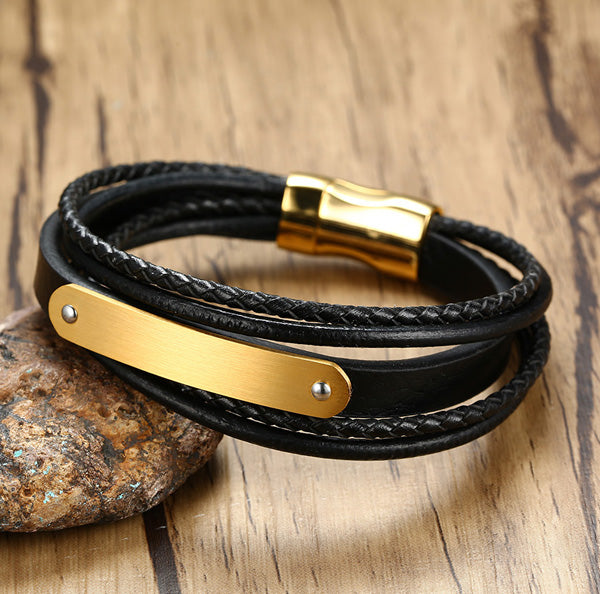 Engraved Promise Leather Bracelet for Him