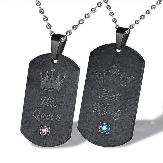 His Queen Her King Matching Couple Necklaces