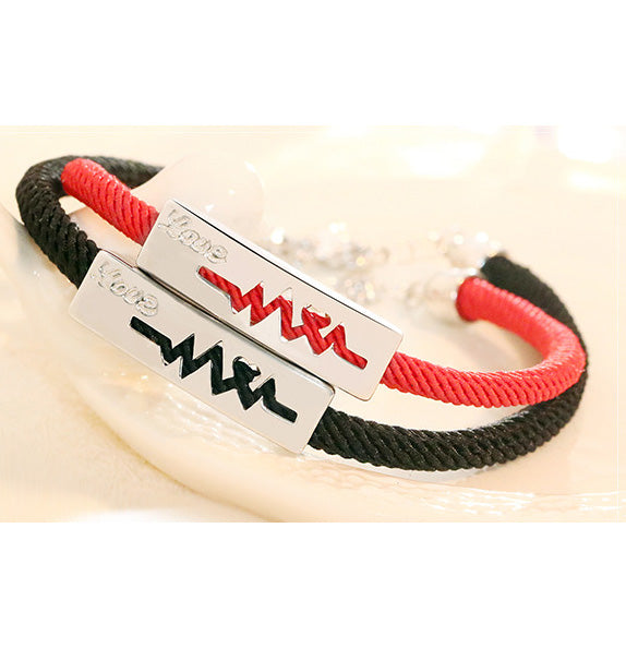 Heartbeat Relationship Bracelets Set for Couples