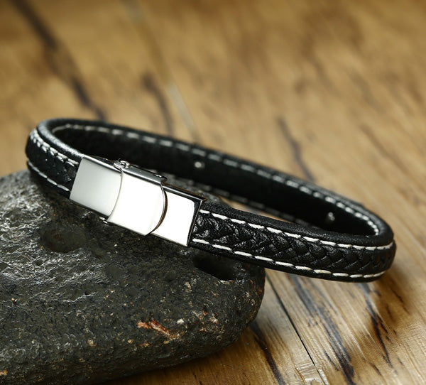 Engraved Leather Love Bracelet for Him