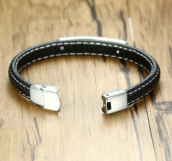 Engraved Leather Love Bracelet for Him