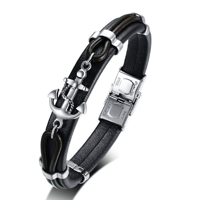 Engraved Anchor Mens Promise Bracelet Gift