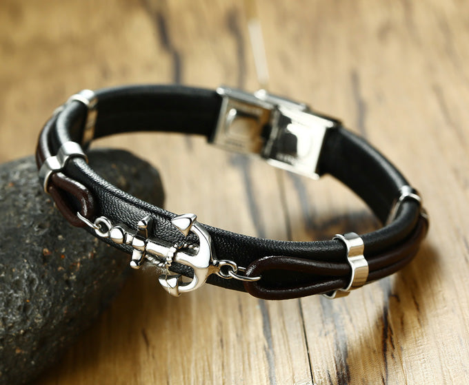 Engraved Anchor Mens Promise Bracelet Gift