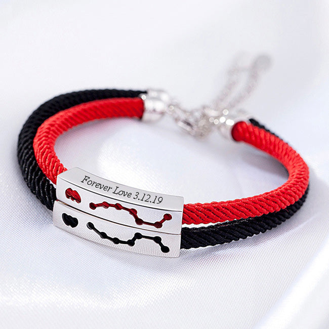 Engraved Romantic North Star Bracelets for Couples