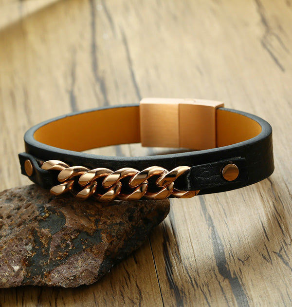 Personalized Mens Promise Bracelet Stainless Steel Gold