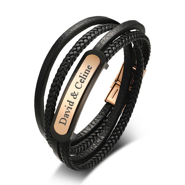 PU Leather Wrap Promise Bracelet for Him