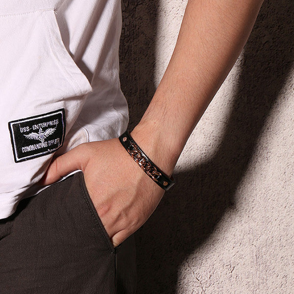 Personalized Mens Promise Bracelet Stainless Steel Gold