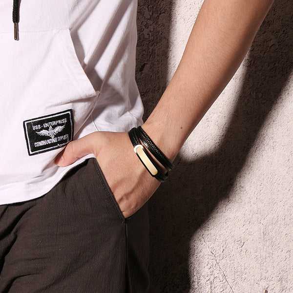 PU Leather Wrap Promise Bracelet for Him