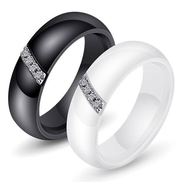 Anti-allergic Ceramic Matching Wedding Bands with Engraving