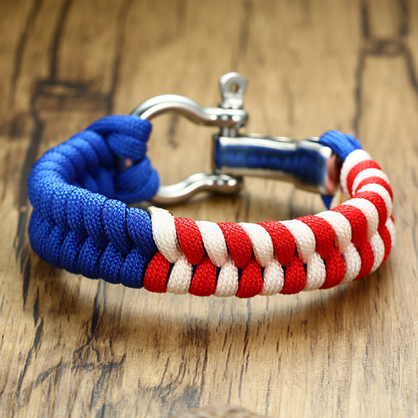 Engraved Paracord Survival Bracelet for Men Stainless Steel