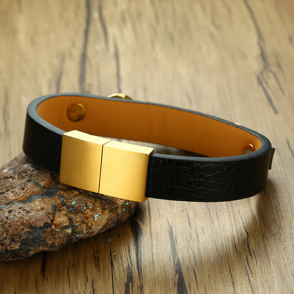 Personalized Mens Promise Bracelet Stainless Steel Gold